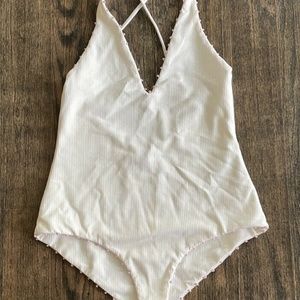 Marysia Swim White One Piece V Neck Scallop Swimsuit